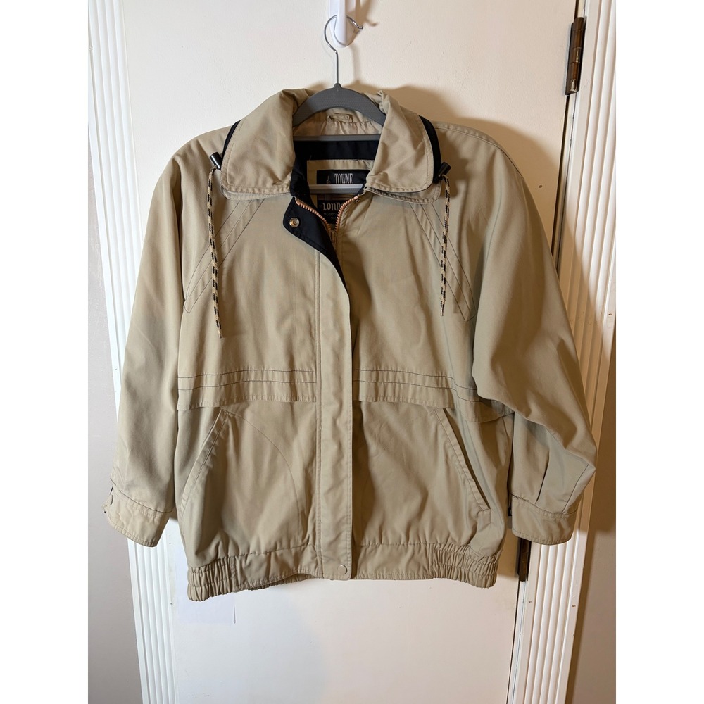 Vintage Towne by London Fog Tan Khaki Windbreaker Jacket Mens Small Medium
